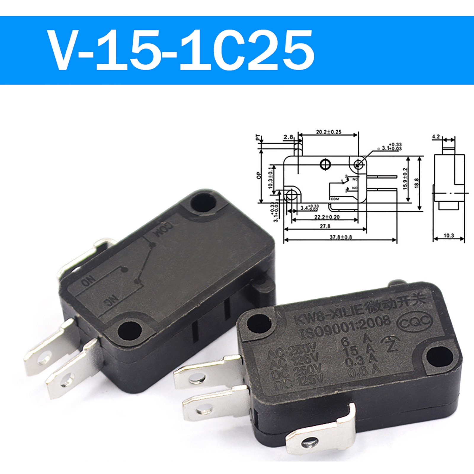 Micro Limit Switch Button Momentary Snap Action 16A 250V AC 1NO1NC Lever Roller