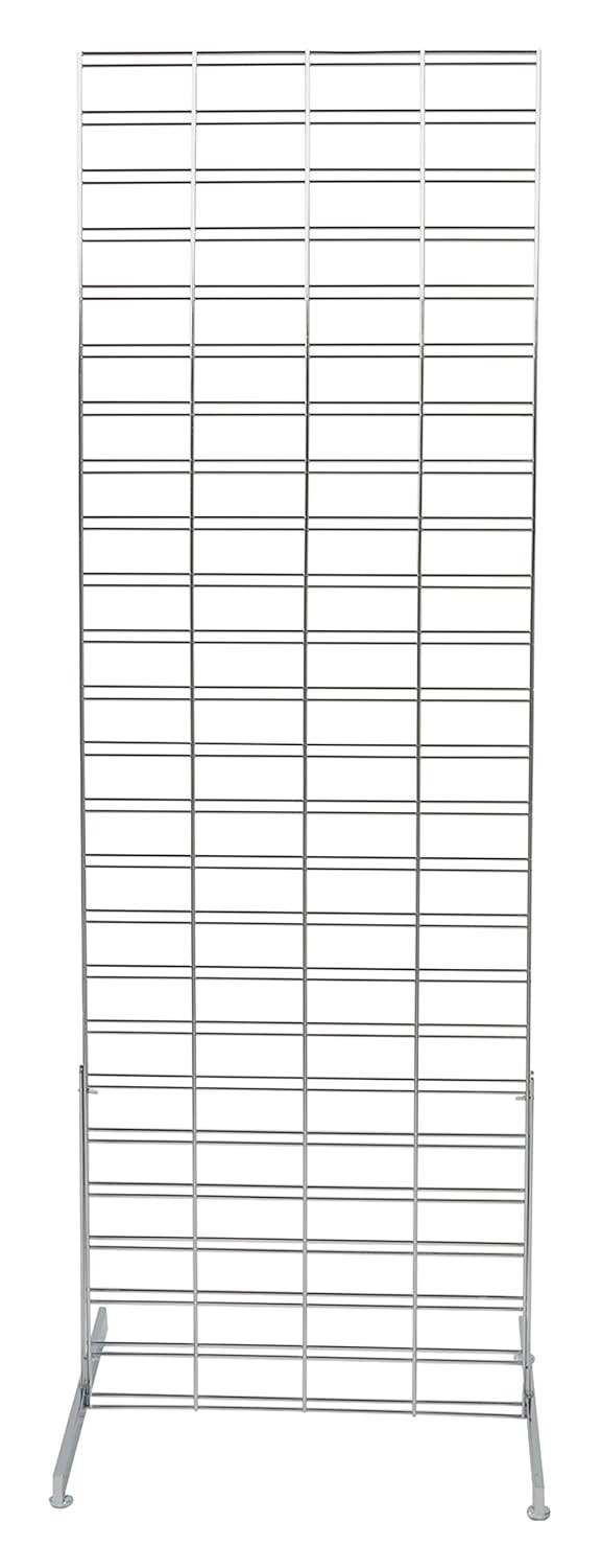 Slat Grid Panel 2' x 6' Display Chrome Legs Standing Slatgrid Fixture Metal