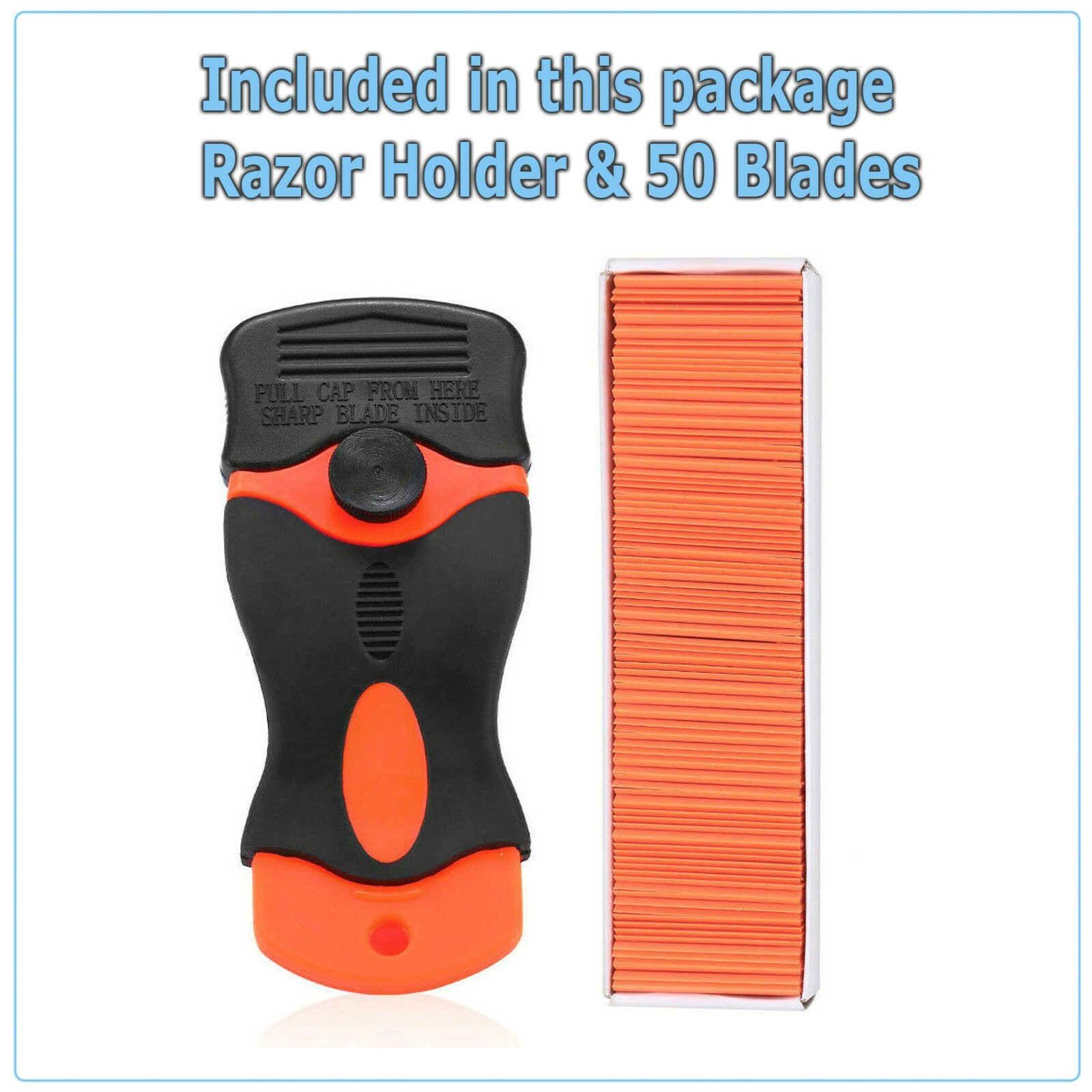 100 Pcs Plastic Razor Blades + 2 Razor Scraper Double Edged Sticker Removal Tool