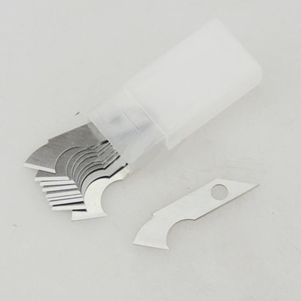 Silver Alloy Steel Hook Blade for Plastic Cutting 10Pcs Replacement Pack