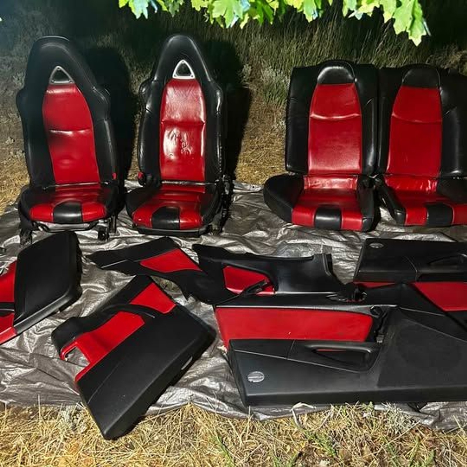 Mazda RX-8 Black & Red Leather Interior Seat Set & Door Panels - Used