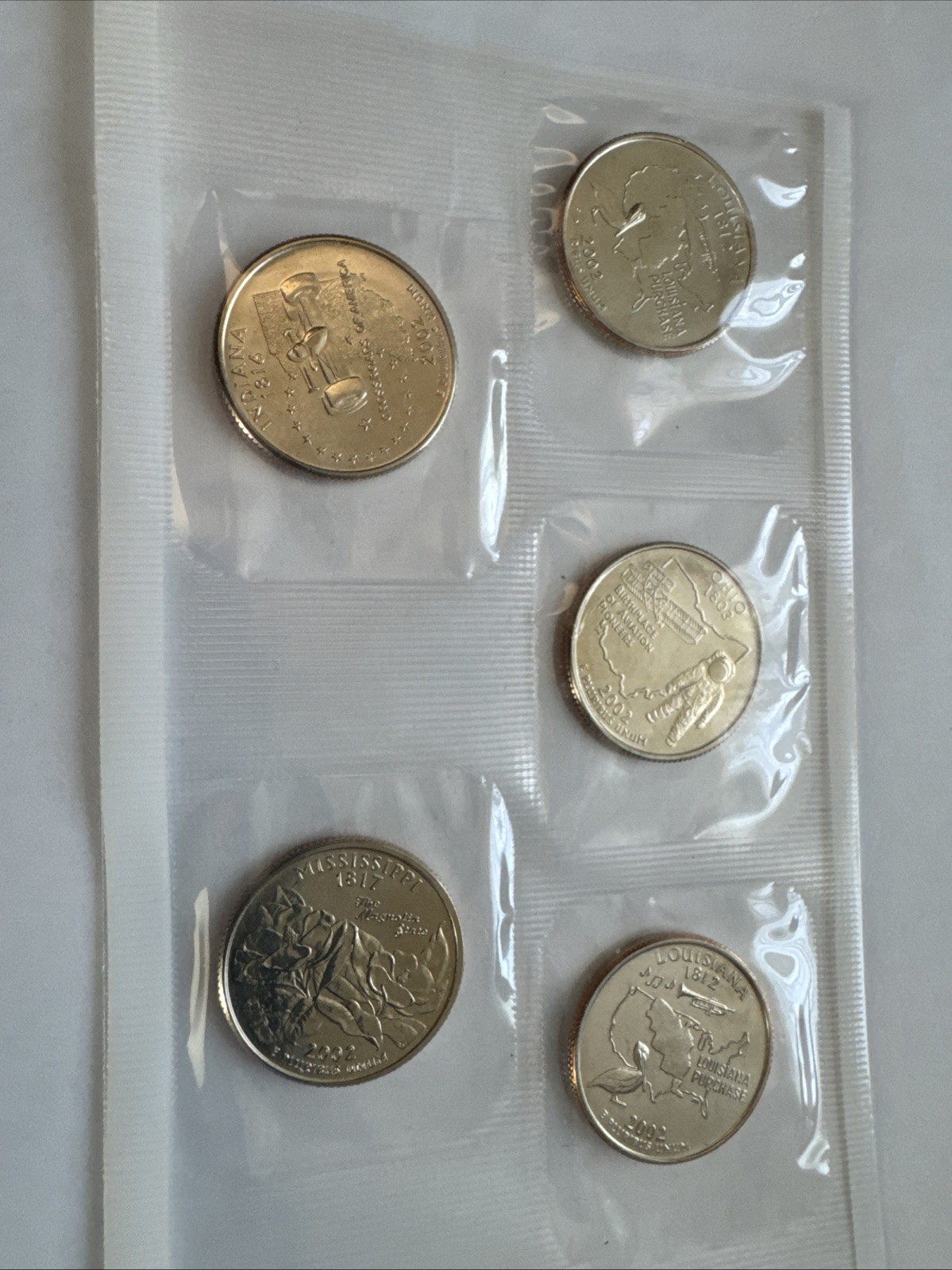 2002 P Uncirculated State Mint Cello 5 Piece Set