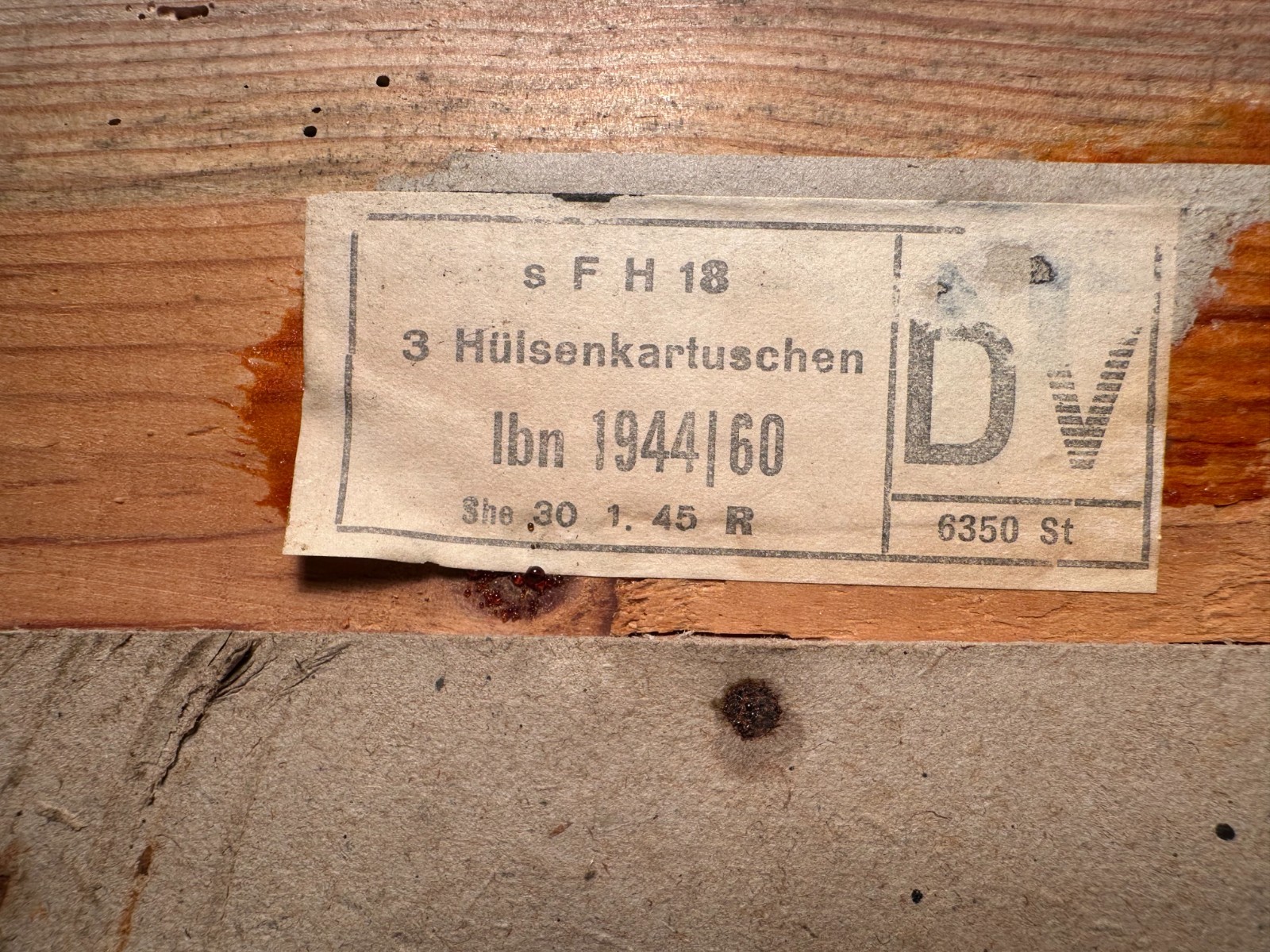 WW2 German Ammo Box Kart.s.F.H.18 Heeres-Munition 1944 WaA Marked Paper label