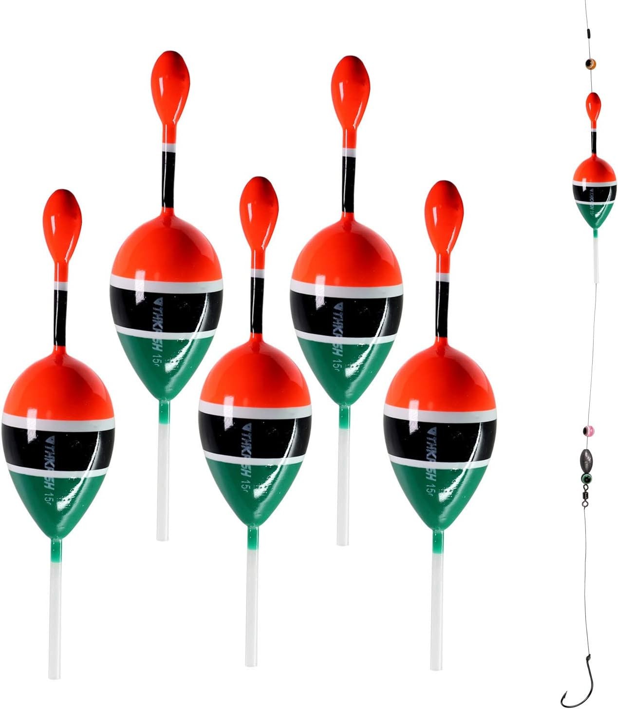 5pcs Bobbers For Fishing 15/5g Bobbers Wood Fishing Float 2"x5.28" 1.6"x4" US