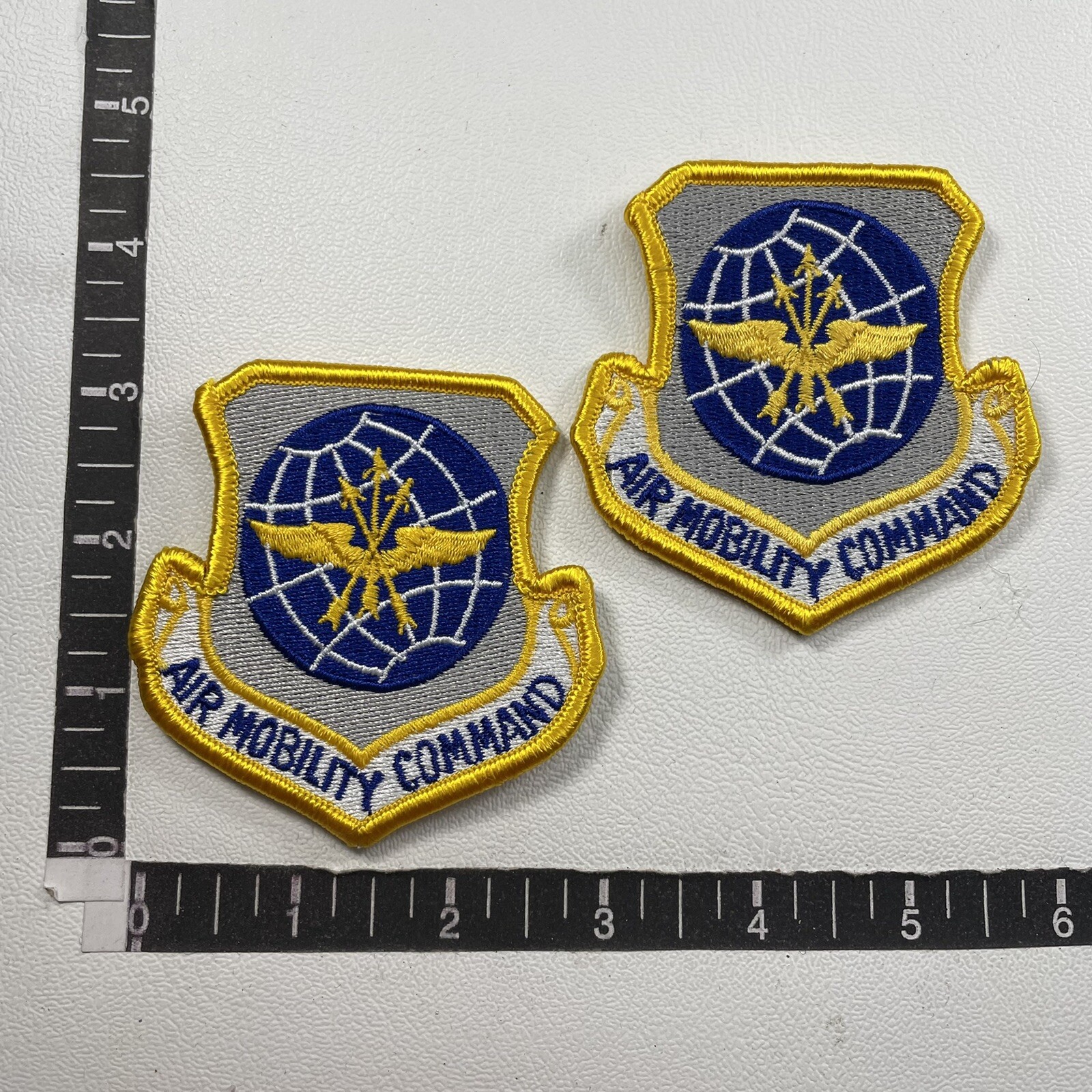 Vtg 1990s USAF US AIR FORCE AIR MOBILITY COMMAND 2 PATCHES 00WT