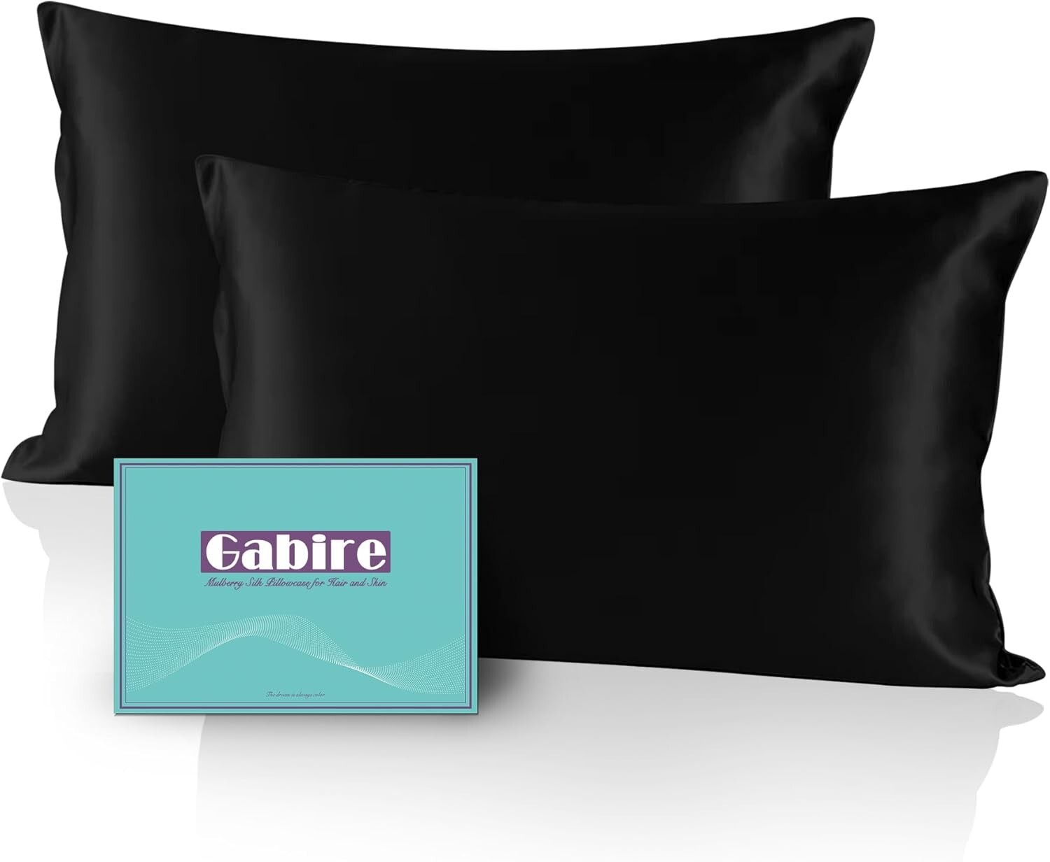 Silk Pillowcases Set of 2, Black, Standard (20"×26") for Hair & Skin