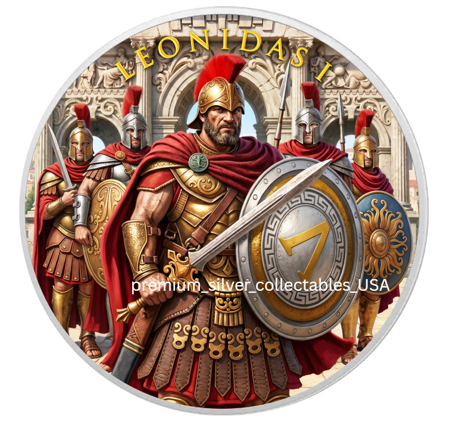 2026 USA Legendary Warriors "Leonidas I" 1 Ounce Pure Silver Colorized Coin