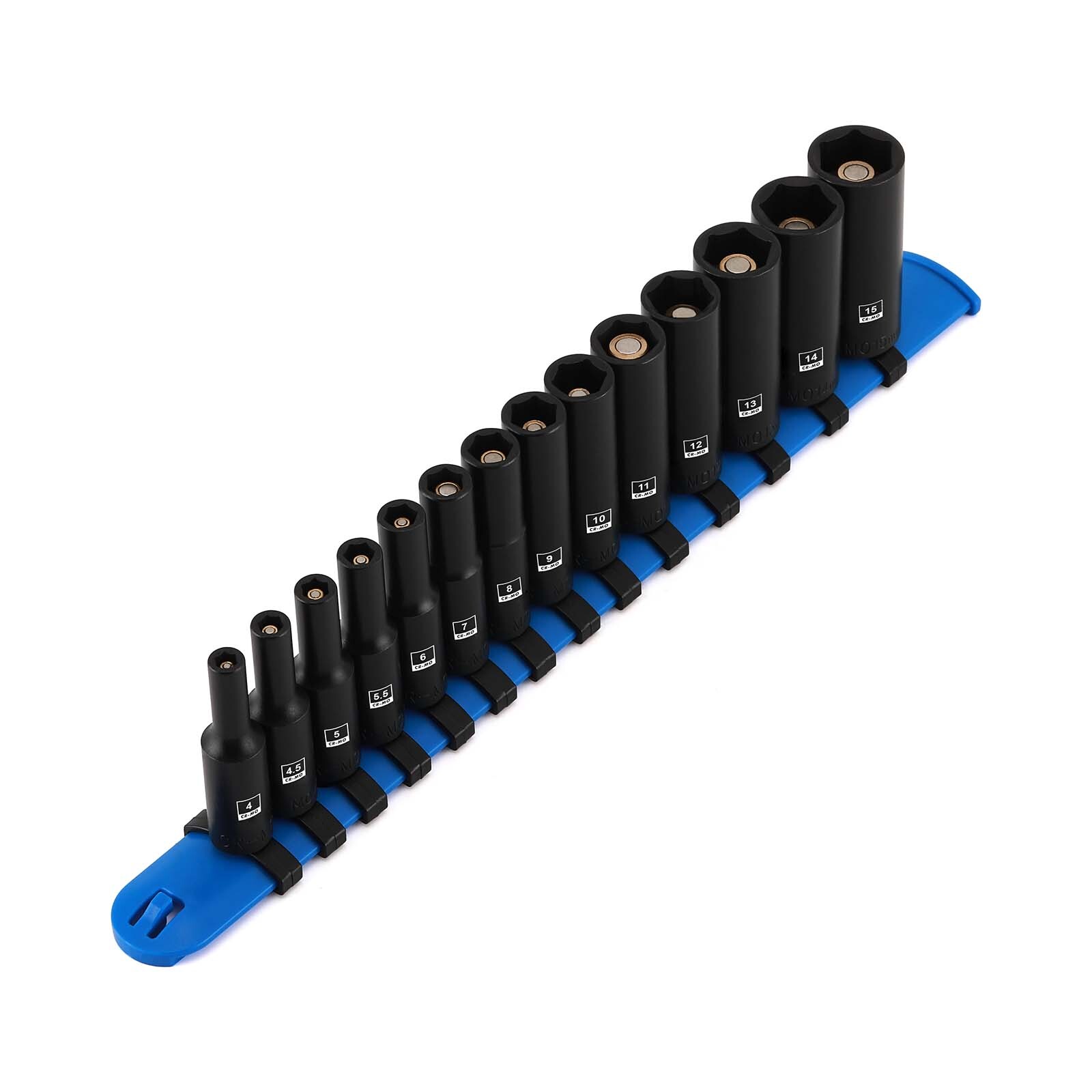 14PCS 1/4"Drive Magnetic Impact Socket Set Deep 6-Point Metric 4mm to 15mm CR-MO