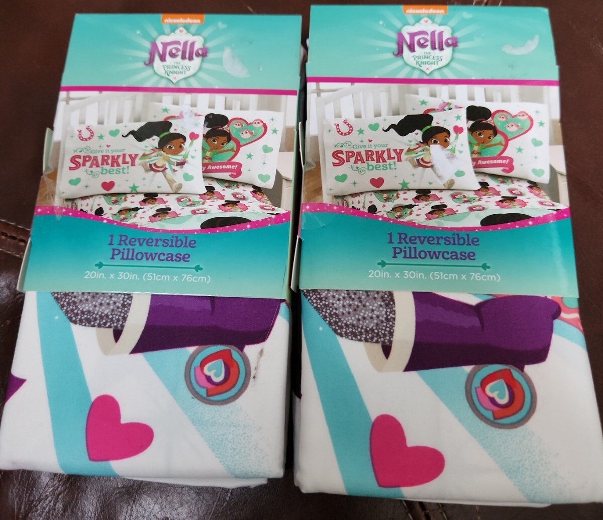 2 NICKELODEON "NELLA THE PRINCESS KNIGHT"  Reversible Pillowcase 20 X 30