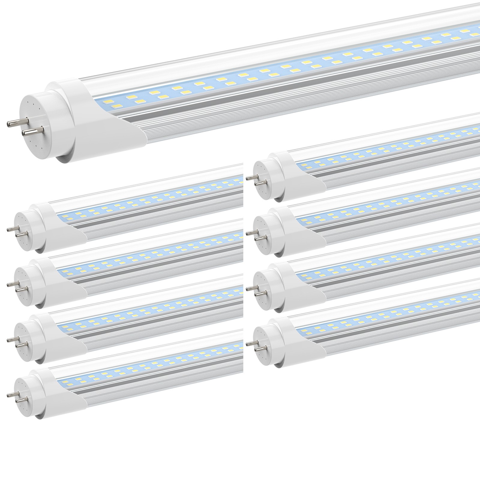 8 Pack Dual Row T8 4FT LED Tube Light Bulbs 28W G13 Bi-Pin 6500K LED Shop Light