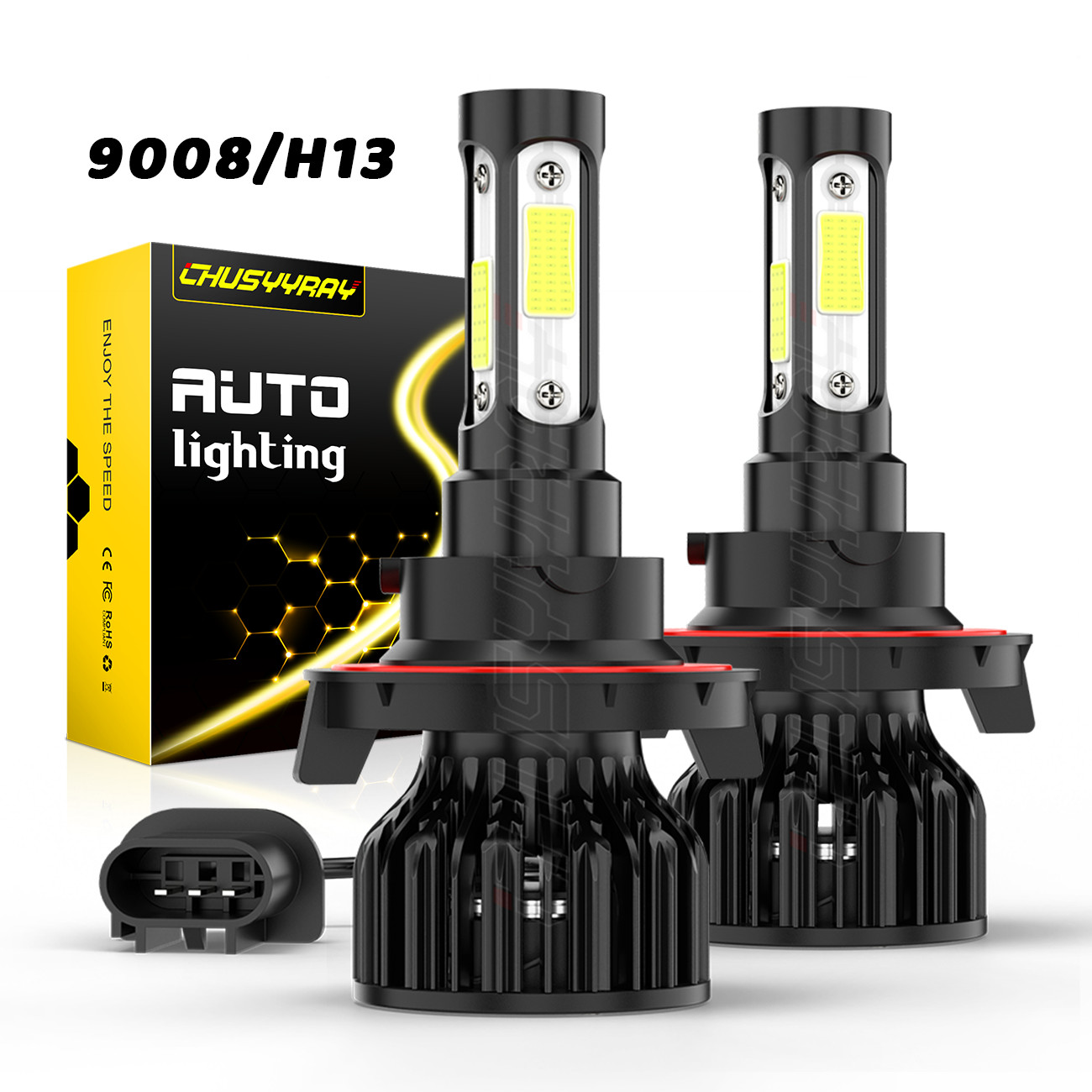 2X H13 9008 Super Bright LED Headlight Bulbs Kit 660000LM 6000K White Hi-Lo Beam
