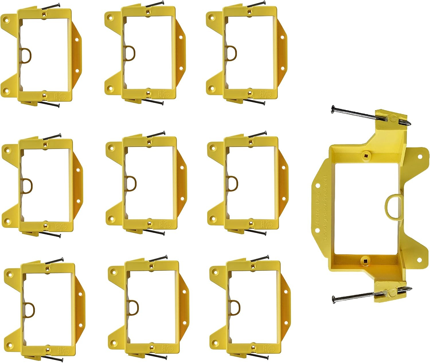 Bestmounts - 10 Pack Nail-On Low Voltage Mounting Brackets 1 Gang Multipurpose N