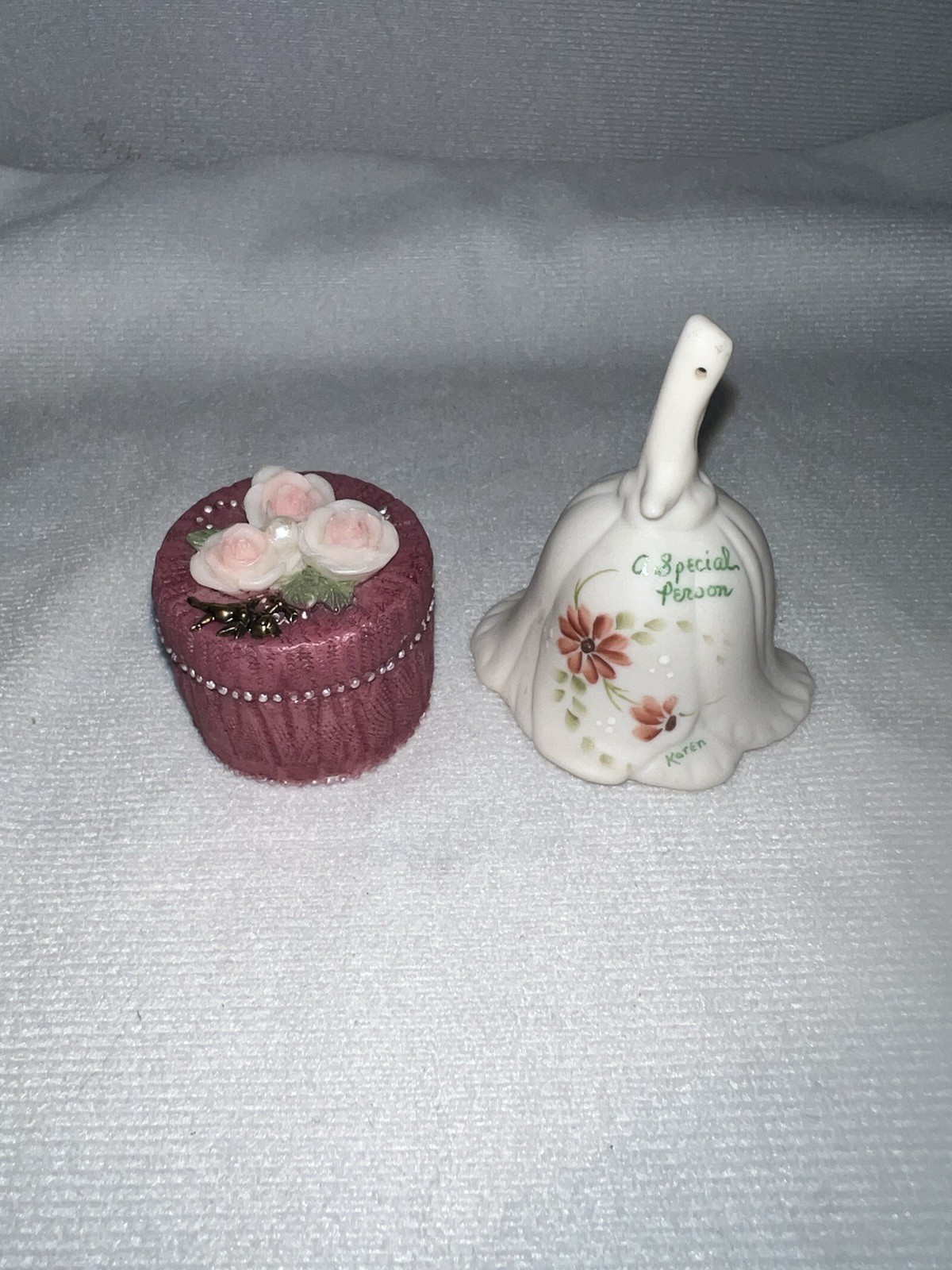Miniature Ceramic Bell And Trinket Box