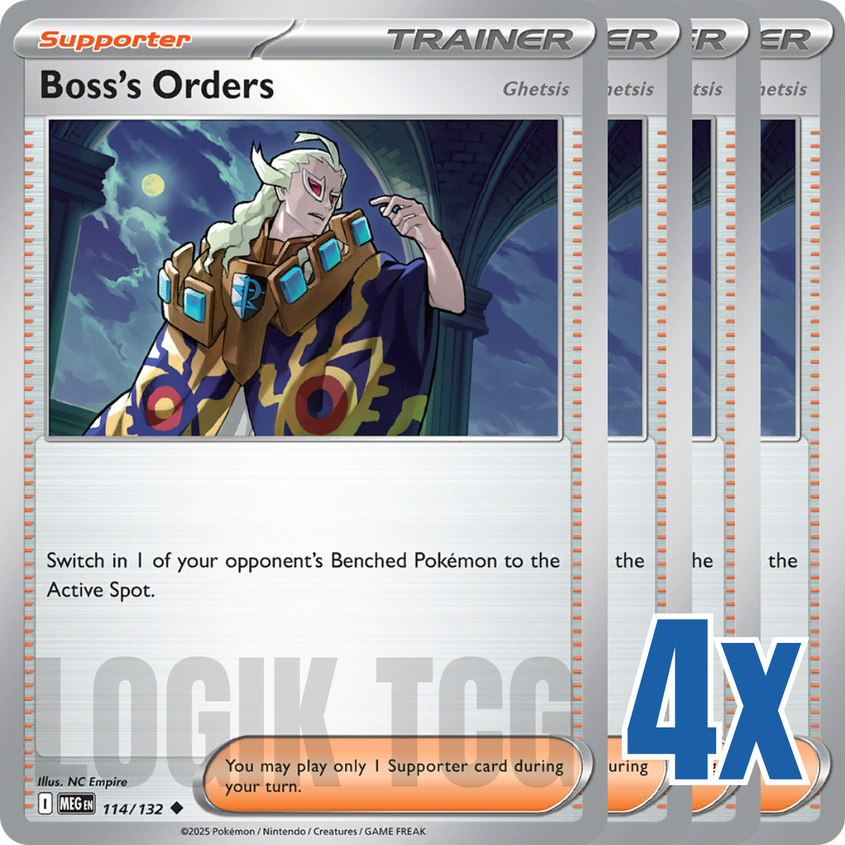 4x Boss's Orders 114/132 x4 - Mega Evolutions - Non Holo - Pokemon TCG - Playset