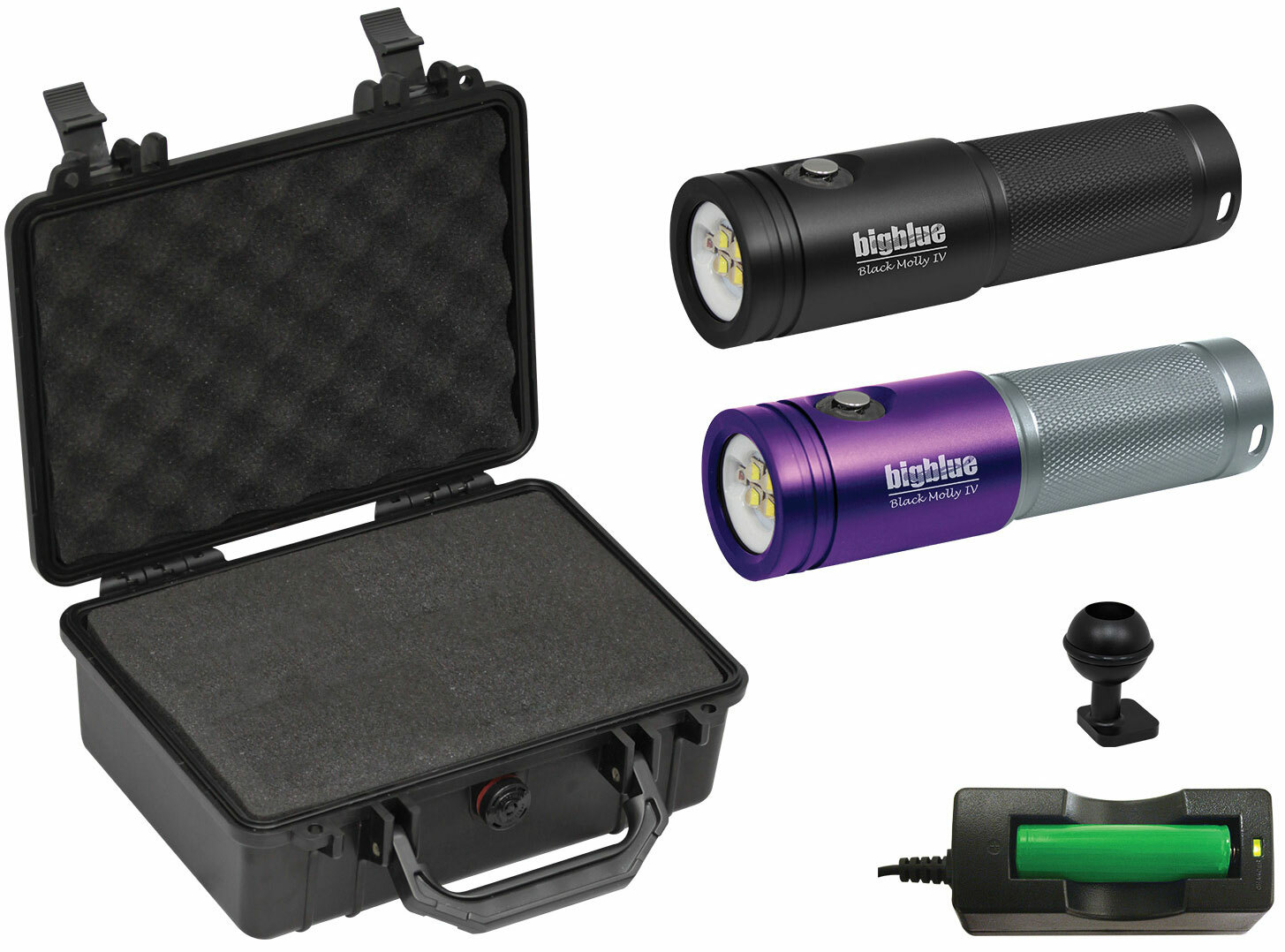 BigBlue PC-AL2000XWP-TC Black Molly IV Video/Dive Light w/Hard Case