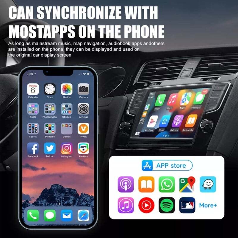 Mini Wireless CarPlay Adapter Bluetooth Auto Connection Plug & Play USB Dongle
