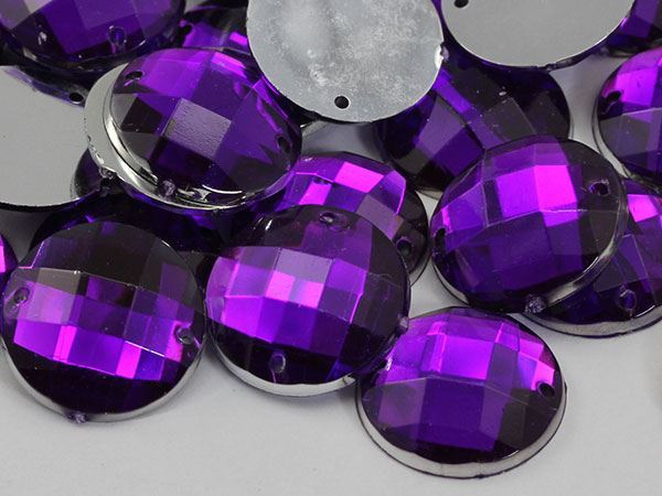 12mm Purple Amethyst CH05 Round Flat Back Sew On Gems For Craft 60 PCS