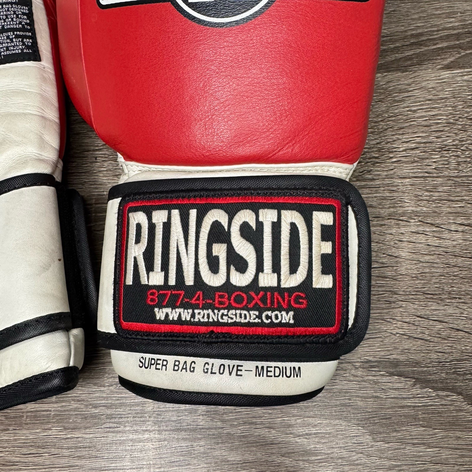 Ringside Super Bag Glove Medium Red White Hook And Loop Boxing Training