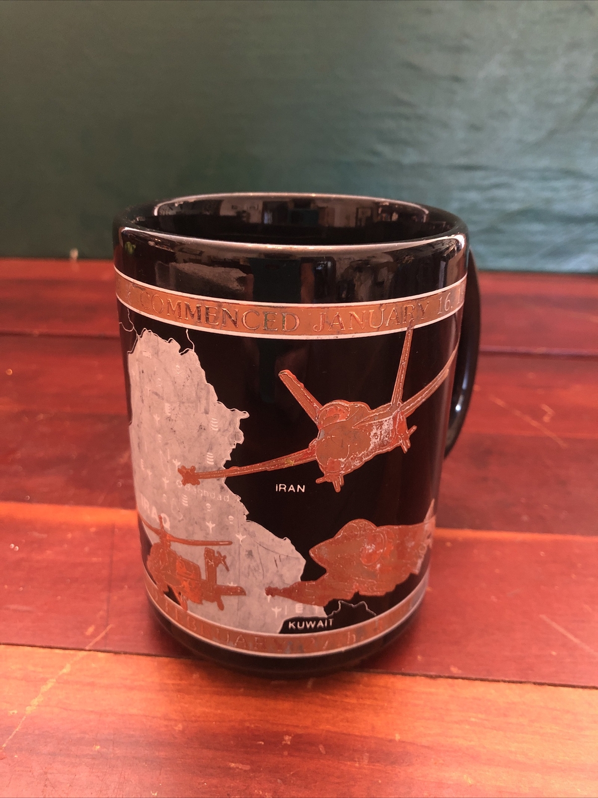 Operation Desert Storm Coffee Cup Mug Commenced 1991  22 KT Gold Kapan-Kent Co.