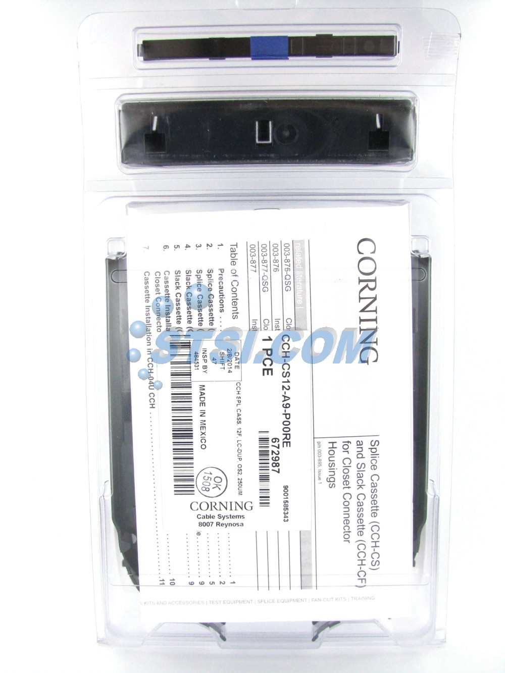 Corning CCH-CS12-A9-P00RE Splice Cassette, 12 Fiber, LC Duplex OS2 ~STSI