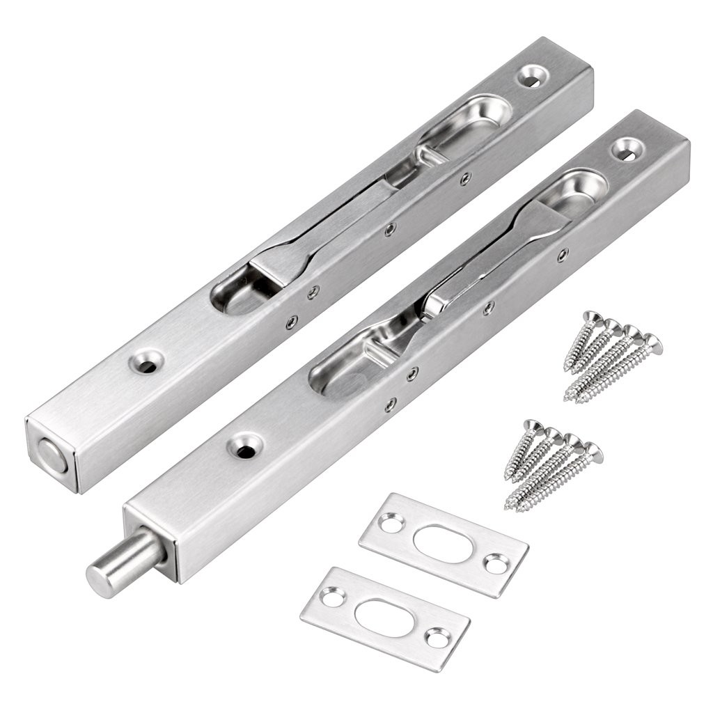 Sumnacon 2Pcs Door Flush Bolts - 8 Inch Concealed Security 8 Inch, Silver