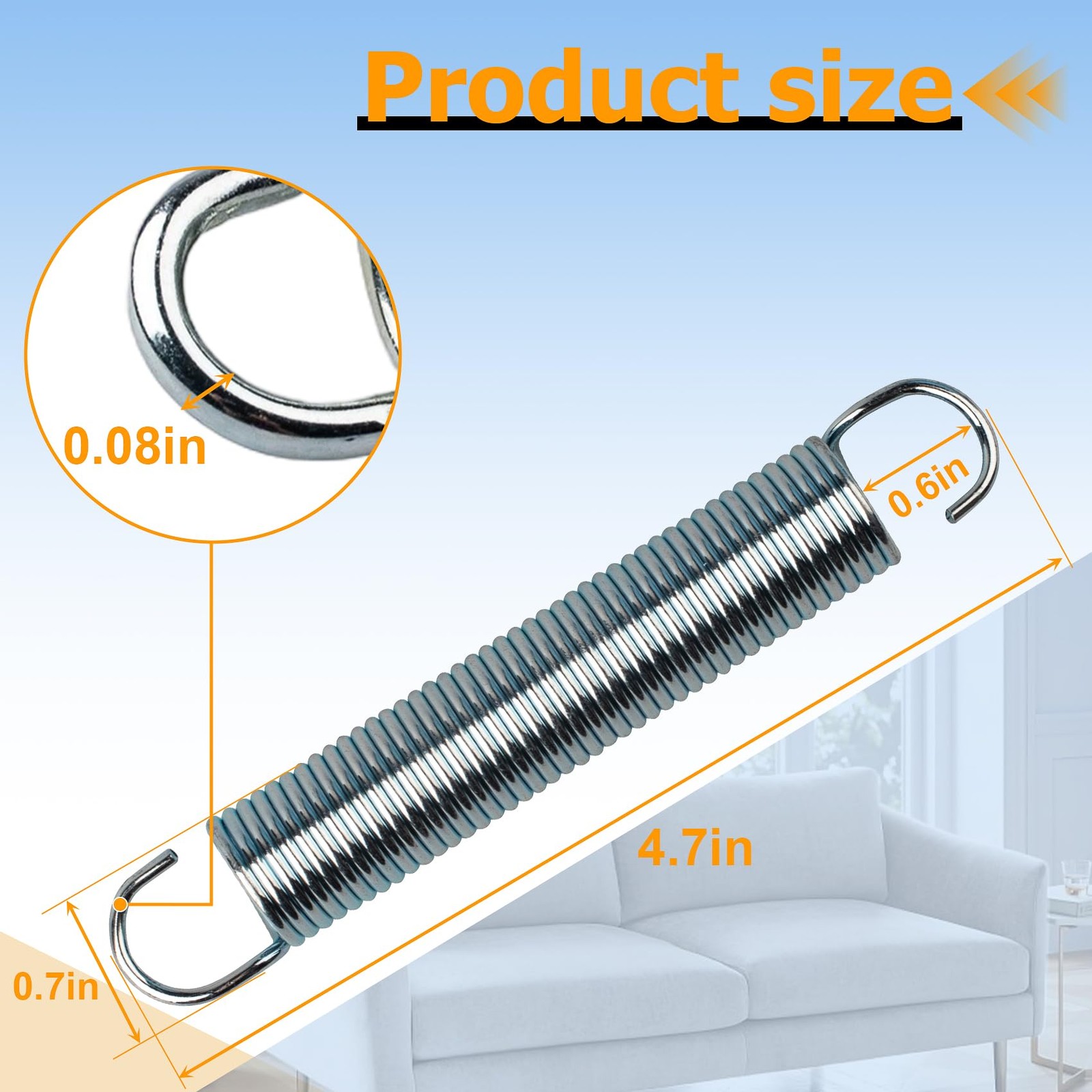 3 Pack 4-3/4 Inch Recliner Sofa Chair Replacement Springs Mechanism Silver
