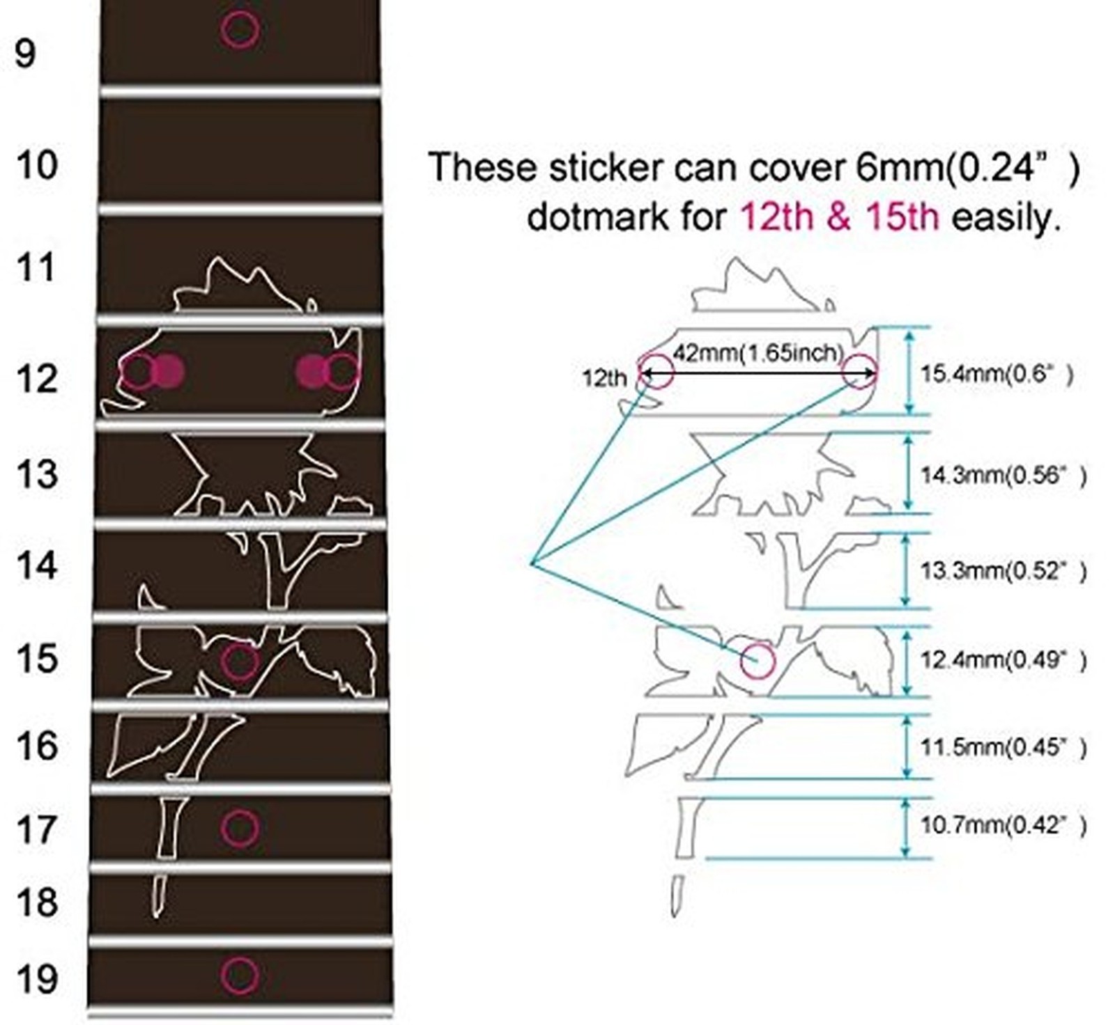Jockomo Single Rose Guitar Inlay Sticker