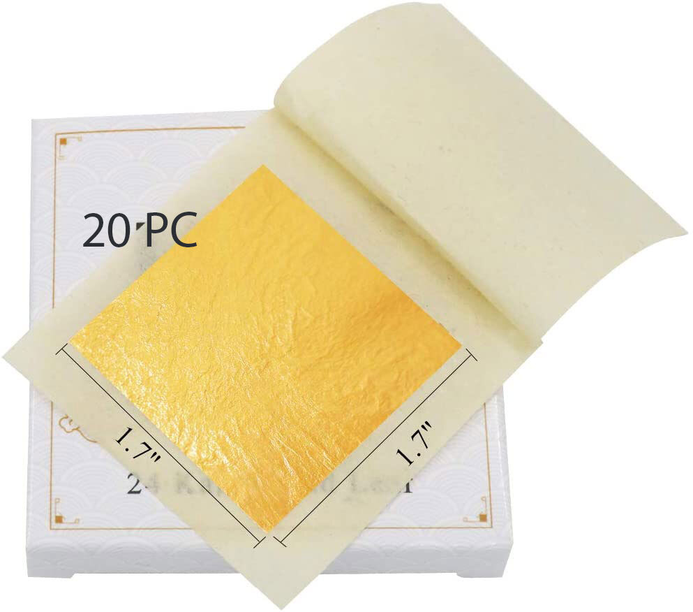 20 pcs 24K Edible Real Gold Loose Foil 1.7"x1.7" for Cake Baking Makeup Food,Art