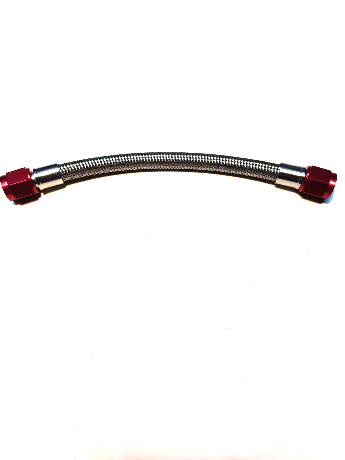 3AN 21" NITROUS OXIDE OR FUEL LINE STAINLESS BRAIDED HOSE RED ENDS
