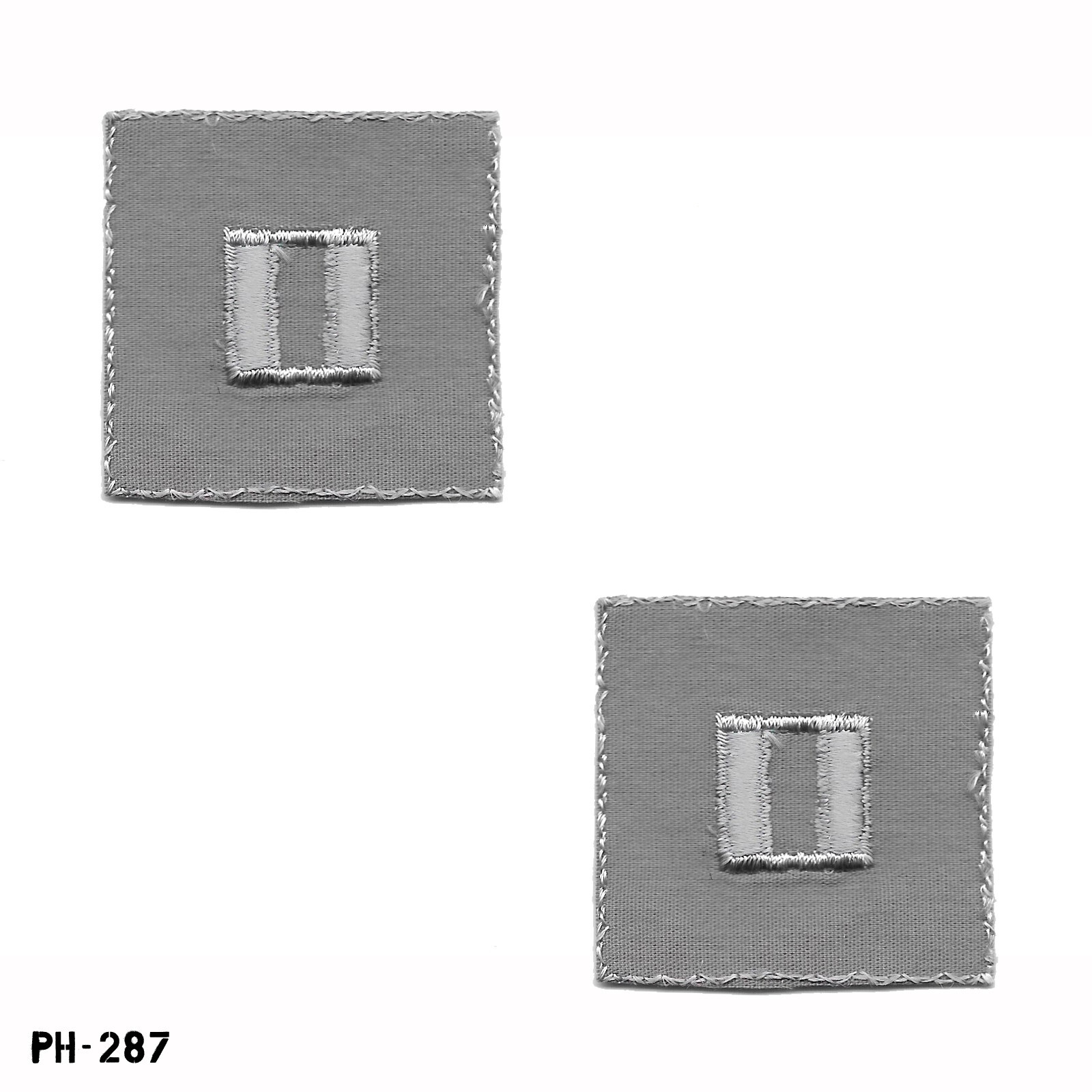 Captain CAPT Collar Patches, Pair ~ Grey & Grey ~ NEW Gemsco USA