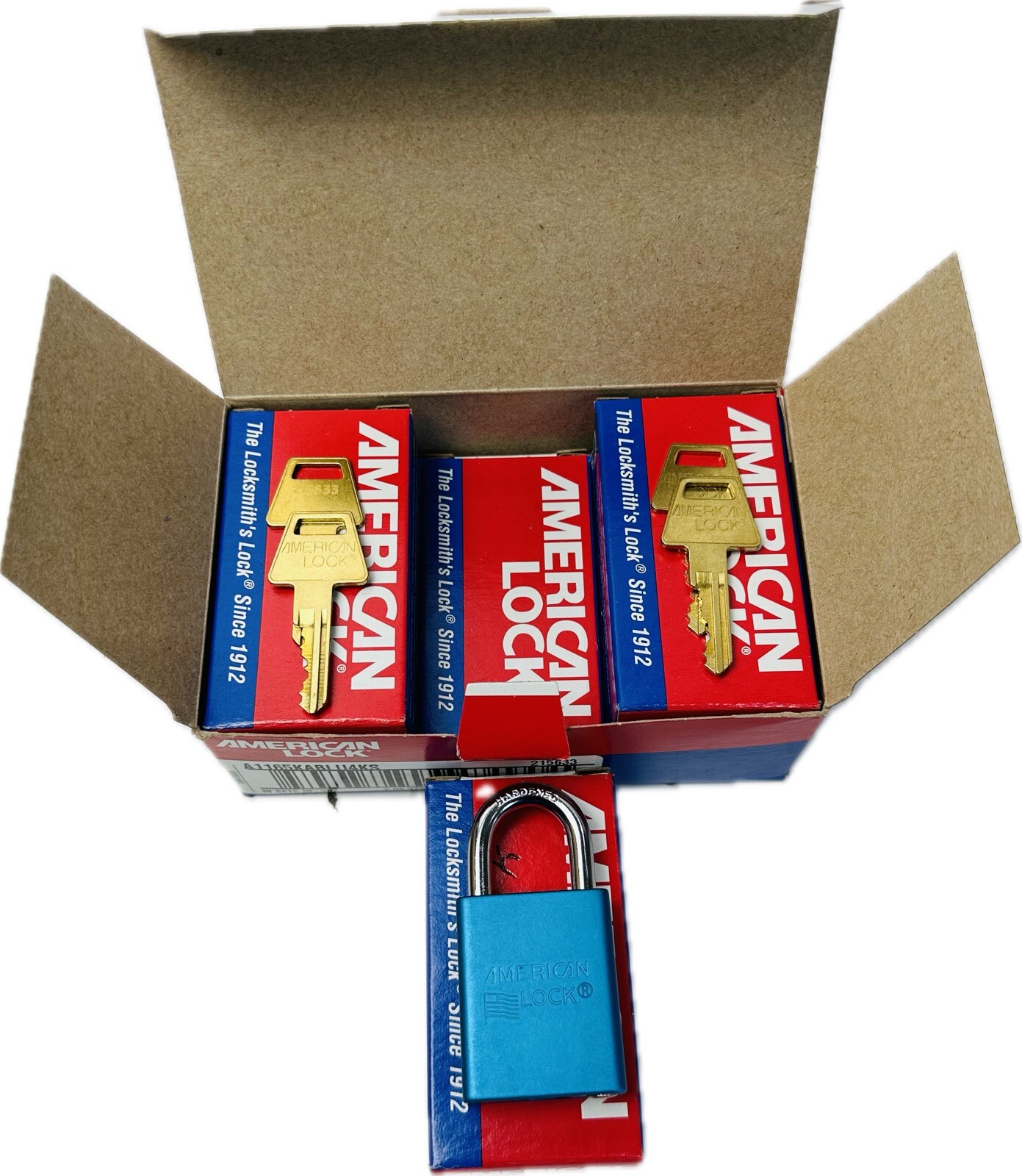 30 Padlocks American Lock Aluminum Lockout Padlock Keyed Alike Blue W/4 Keys