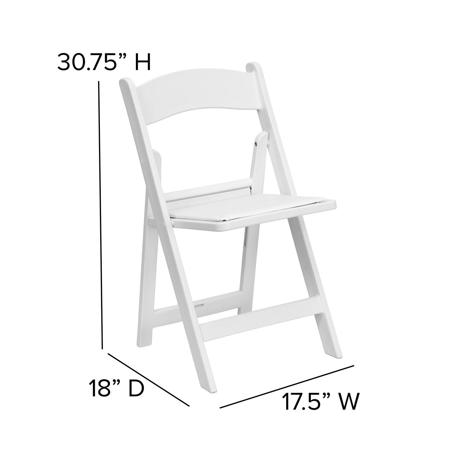 Folding Chair W/White Vinyl Padded Seat White Resin Frame Lot of 4