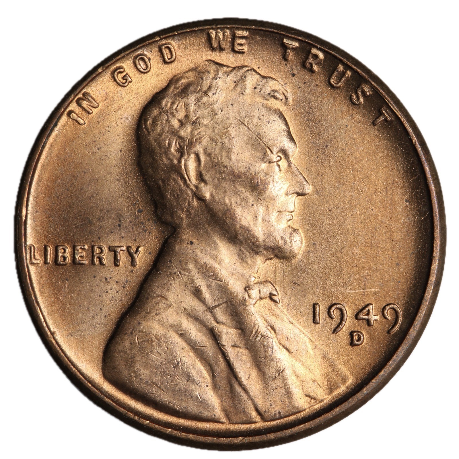 GEM BU 1949-D LINCOLN WHEAT CENT PENNY - LOTS OF RED - *UPGRADE YOUR ALBUM!*