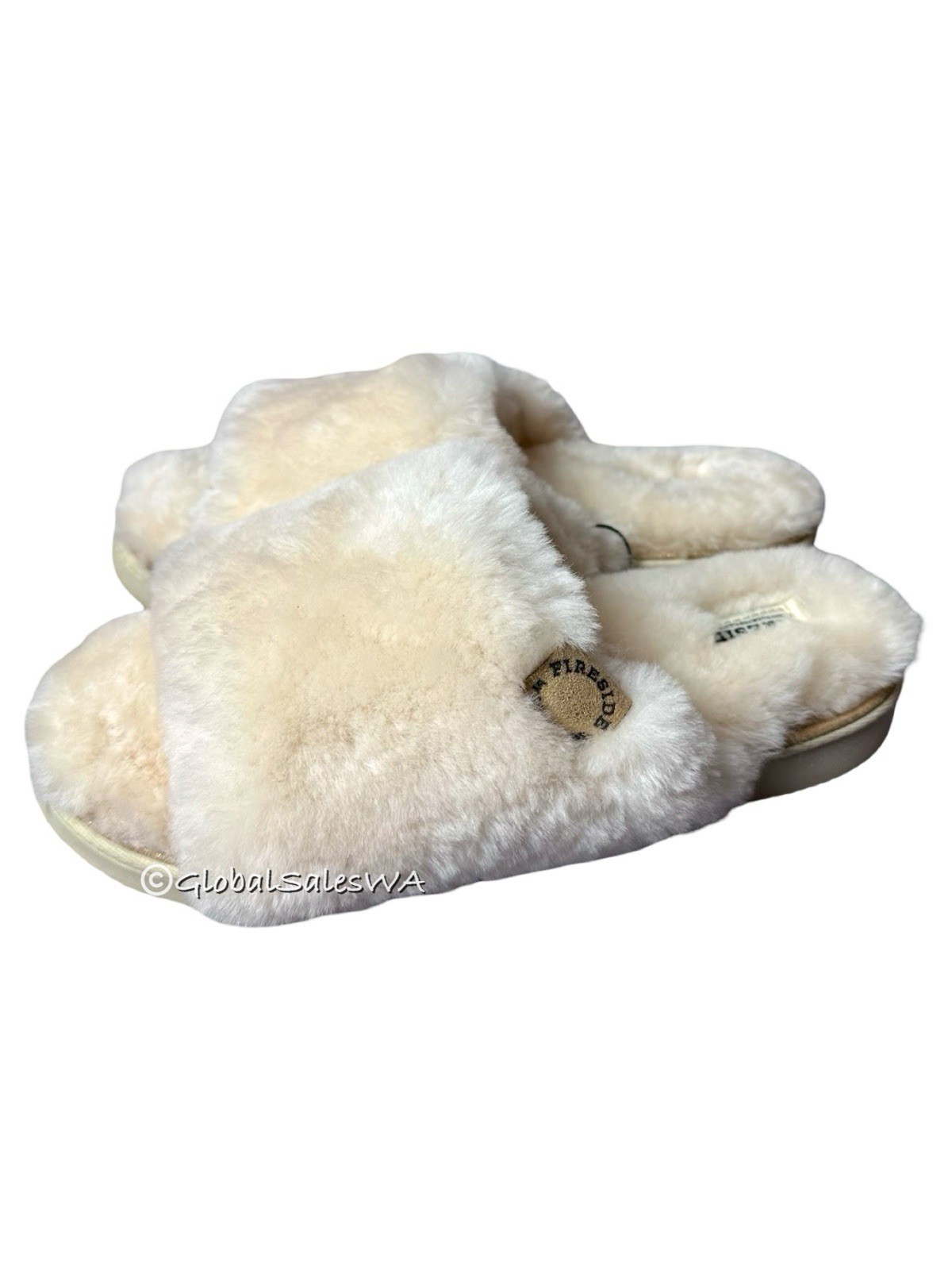 Fireside by Dearfoams Genuine Shearling Natural Ivory Cream Slippers Size 11 US