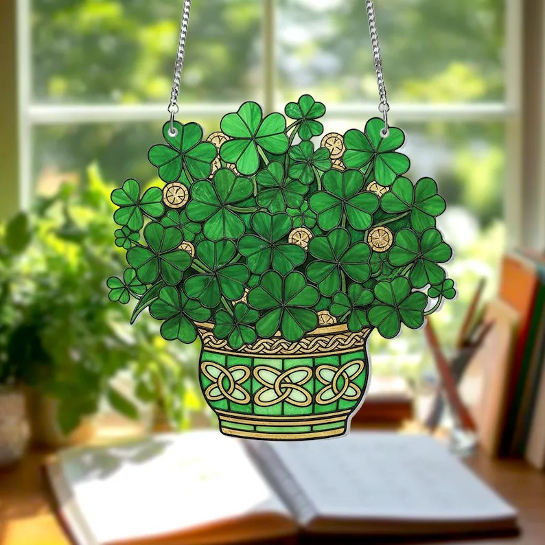 Lucky Shamrock Suncatcher Acrylic Window Decor