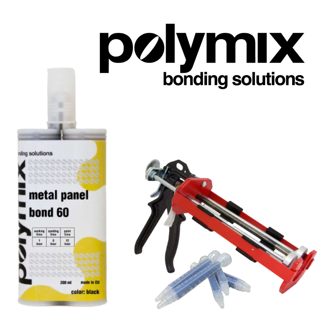 Polymix Black Metal Panel Bond 60 Minute Cartridge 200ml