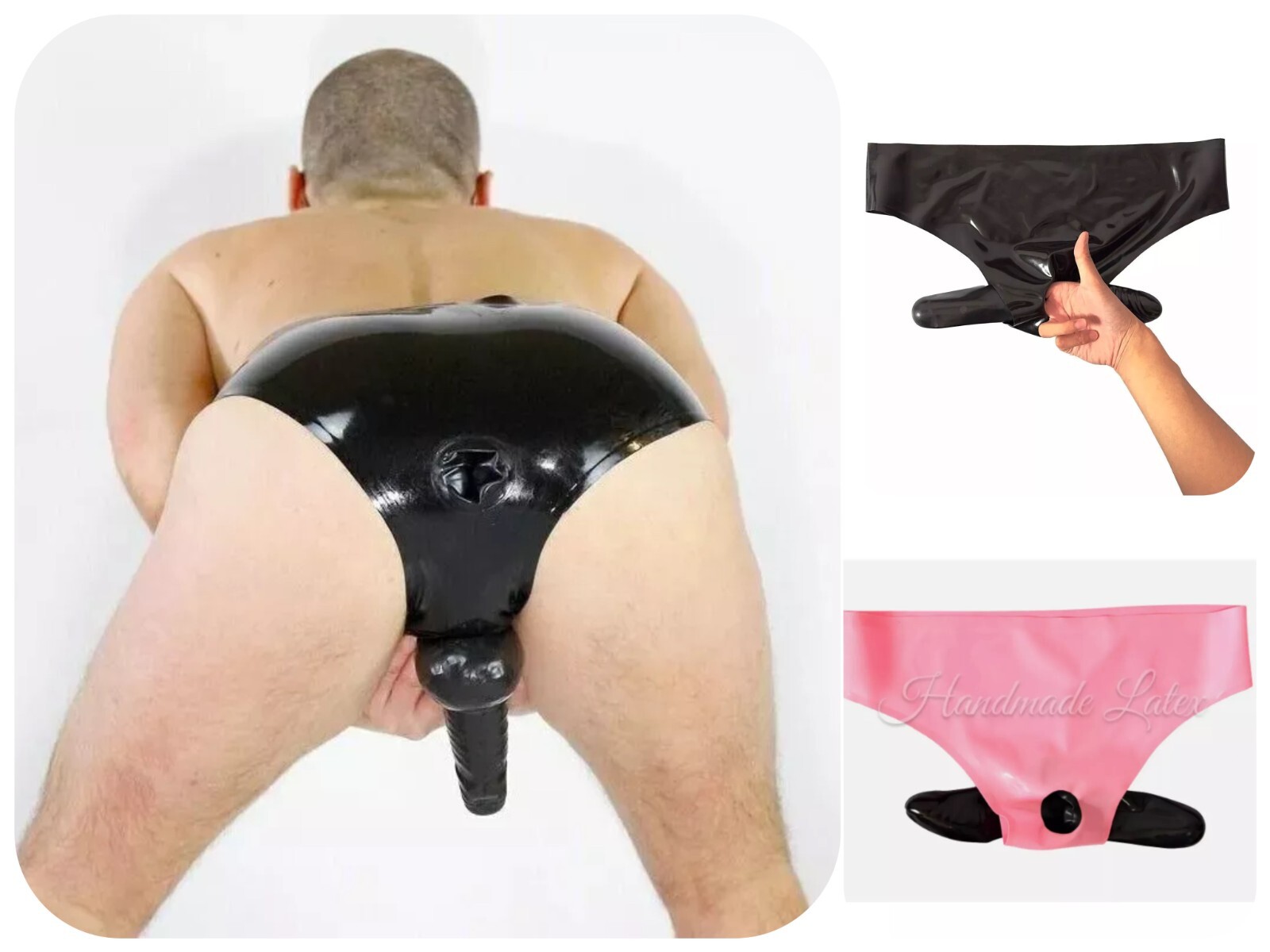 Mens Latex Shorts Rubber With Penile sheath And Anal sheath Gay Sexual Briefs UK