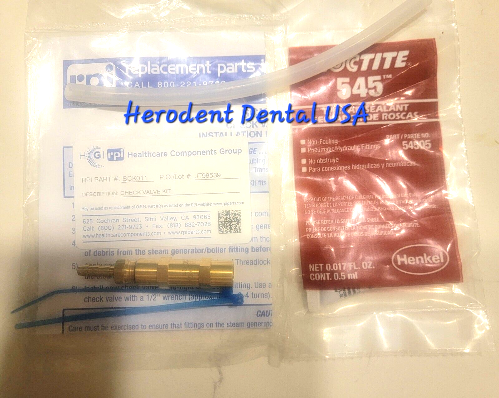 Scican Statim G4 and 2000/5000 CHECK VALVE KIT RPI Part #SCK011