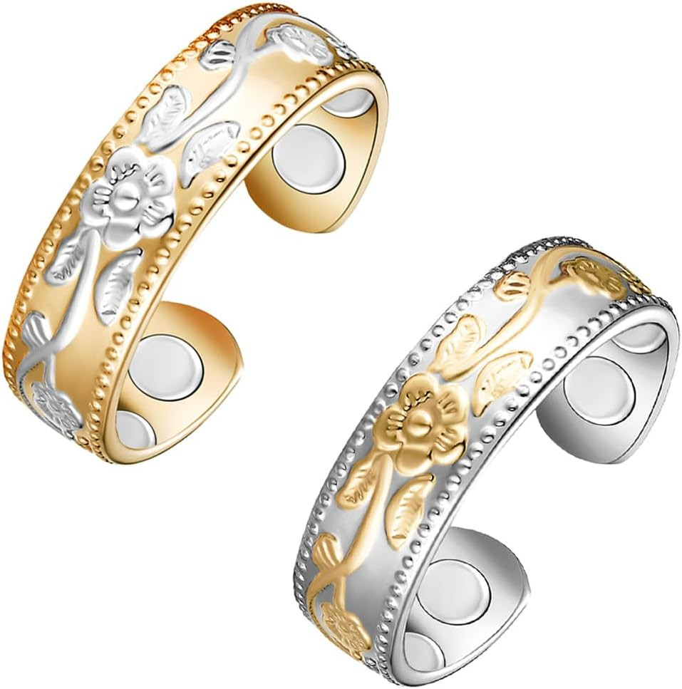 Vicmag Copper Magnetic Ring for Women Men 100% Solid Pure Copper Adjustable with