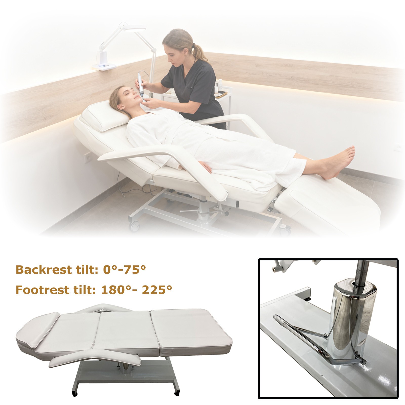 250kg 551lb Faux Leather Foldable Adjustable Chair Bed for Office Salon Tattoo