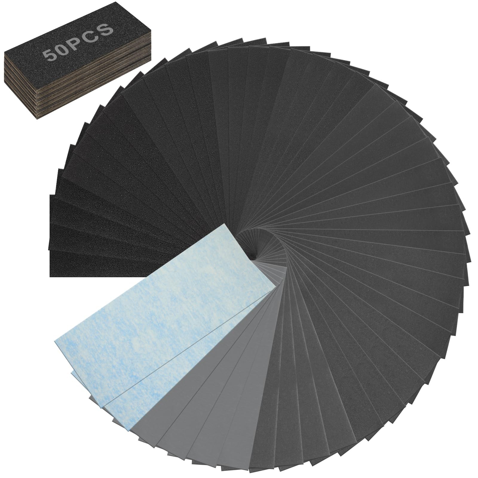 cooclensportey 50PCS Sand Paper, 13 Grits Premium 9 x 3.6 inches, black