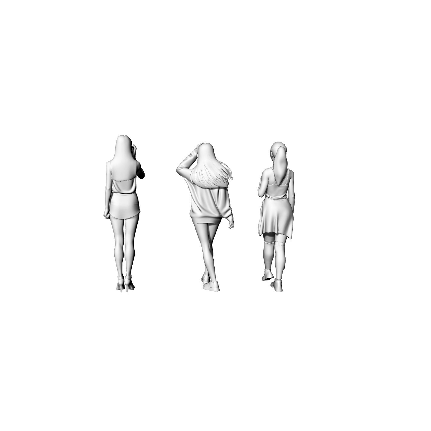 MRY-SFW 1:87 Modern Trendy Utility-Style Women Pose Group of 6