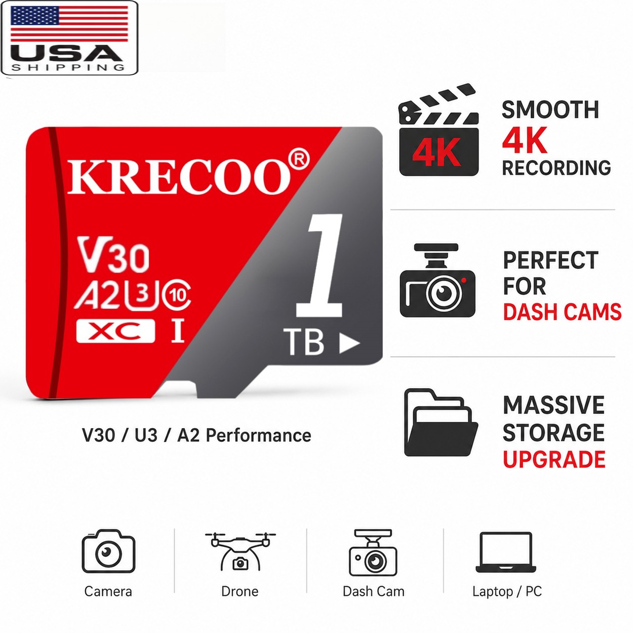 Micro SD Card 256GB 128GB 64GB Class 10 TF Memory Card U3 V30 Lot Us Stock