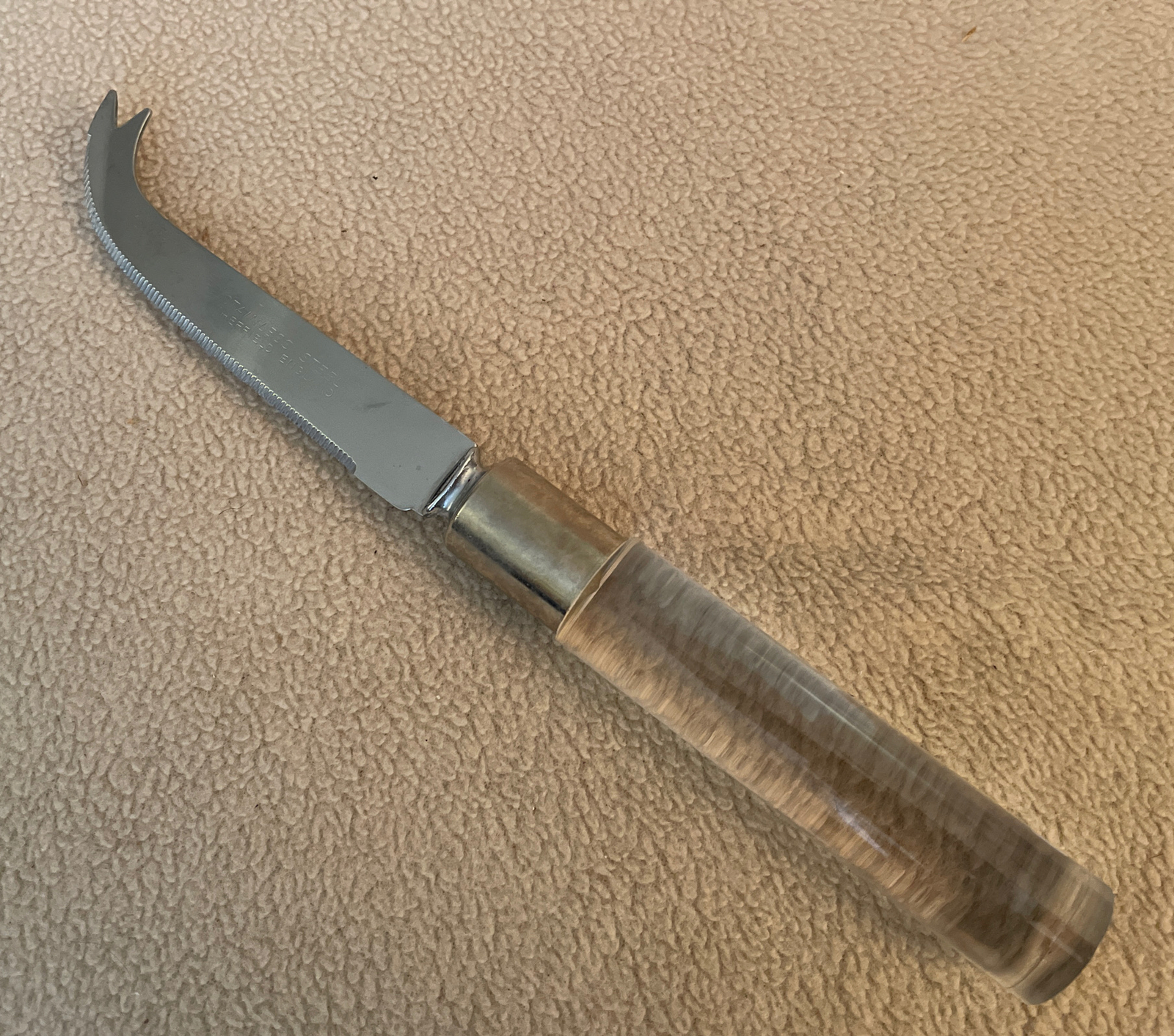 Vintage Sheffield Lucite Handle Hostess Curved Tip Knife England