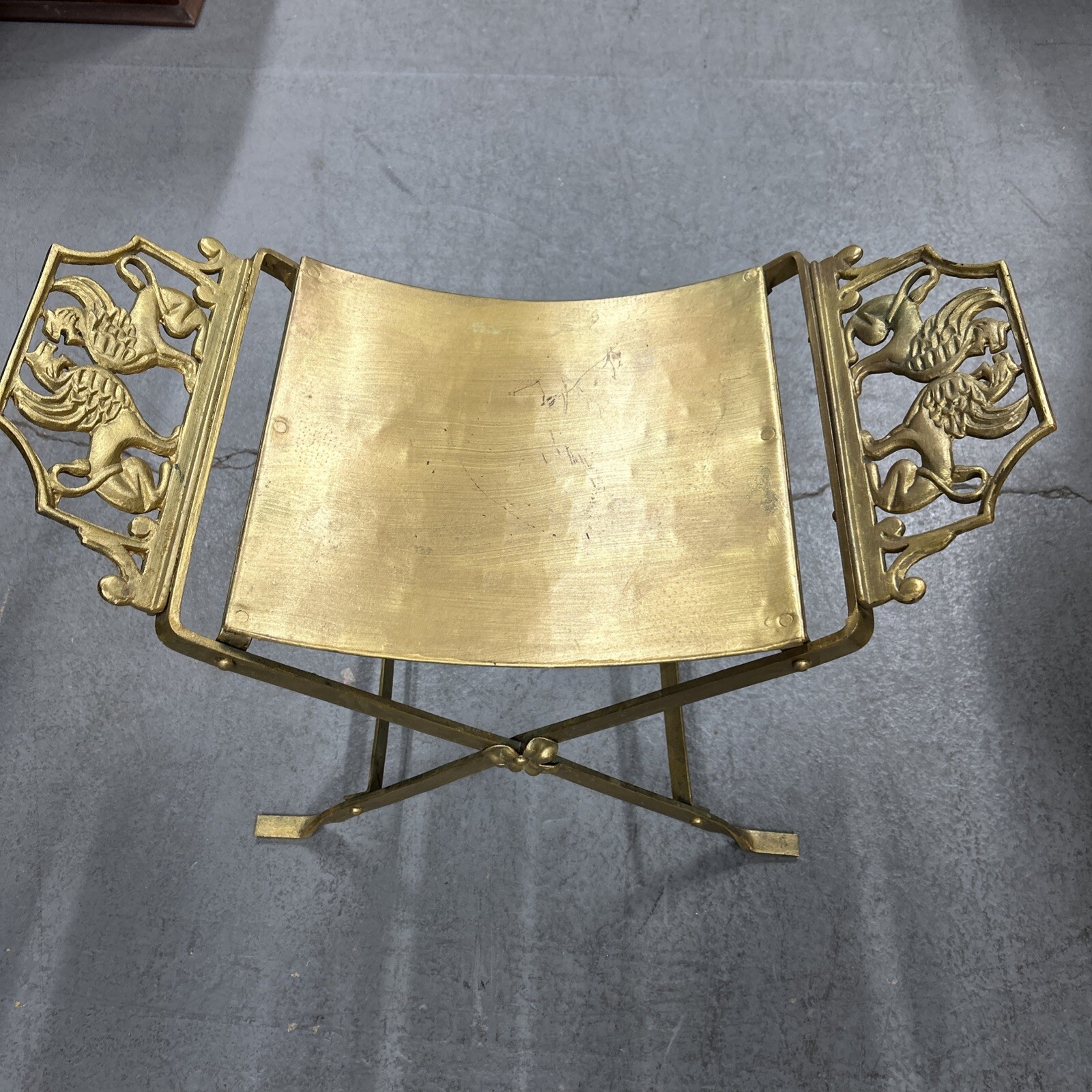1920-30's GRIFFIN Bench Decorative Steel with Cast Iron Gargoyle Armed Seat
