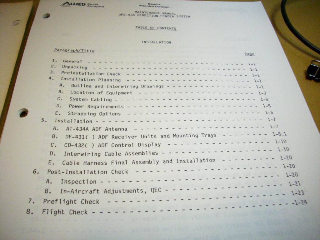 Bendix DFS-43A ADF System install manual