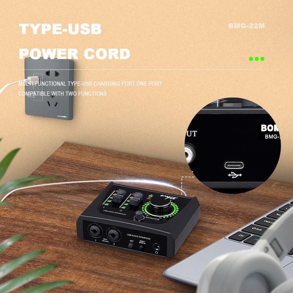 BOMGE mini 2 Channel USB Audio Interface for Recording, Streaming and Podcast...