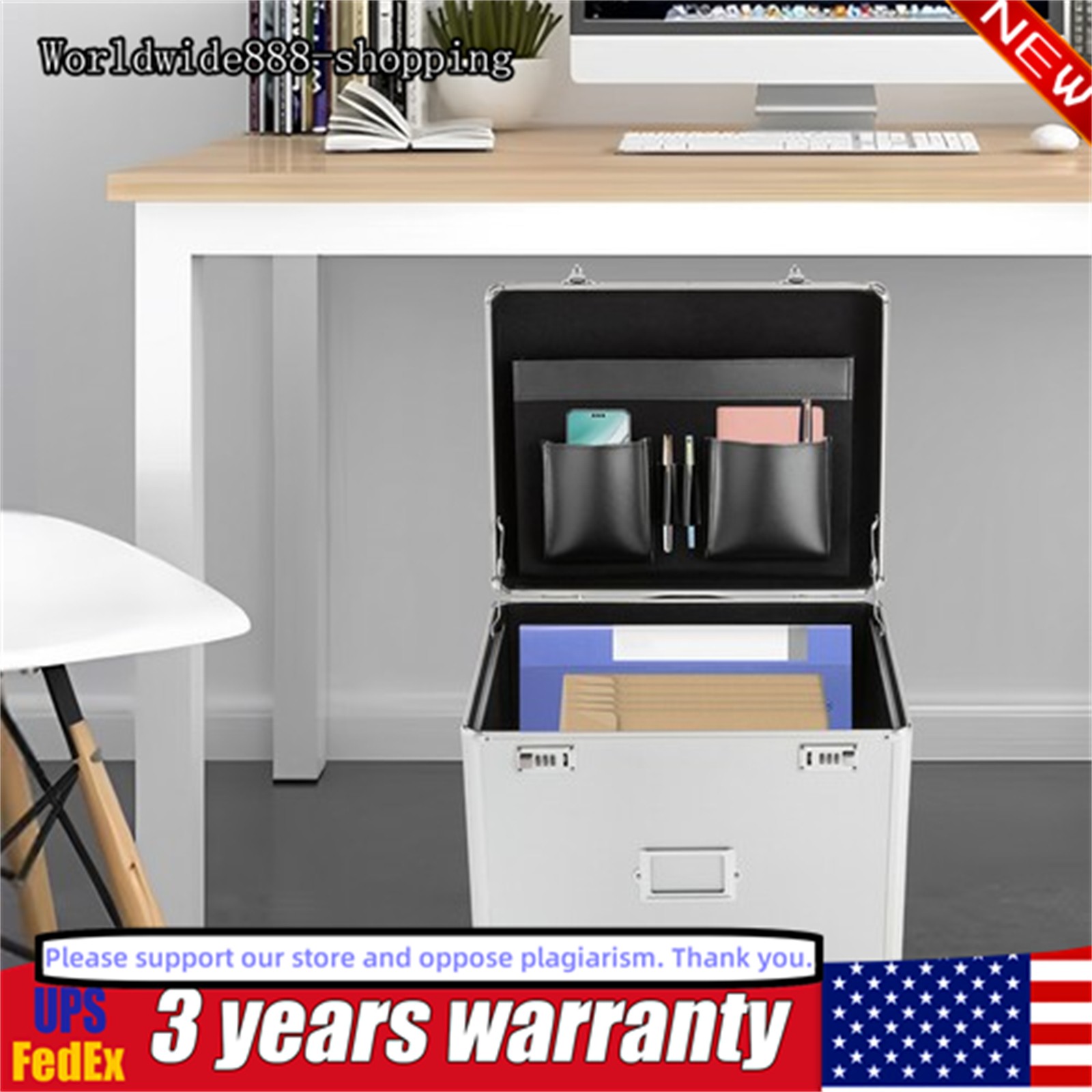 Freestanding File Organizer Box Rectangular Storage Box Silver 48.8*38*41cm