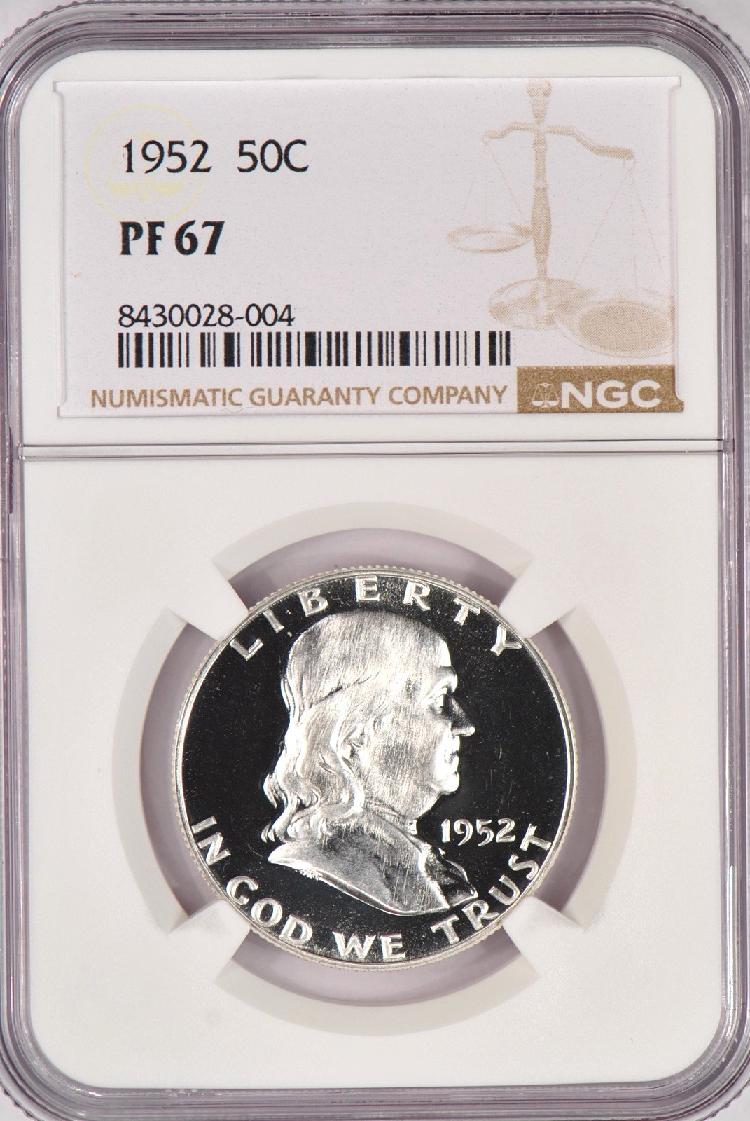 1952 Franklin Half Dollar Proof NGC PF 67 PR67 Frosty Silver Coin 50C