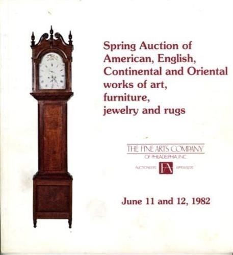 Fine Arts Co Auction Catalog Furniture Paintings Porcelain 1982 Philadelphia